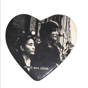 Vintage Beatles John & Yoko Heart-Shaped Pin